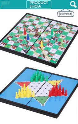 Picture of 3-in-1 Ludo Snakes&ladders Chinese Checkers Magnetic Chess Games-Multicolor