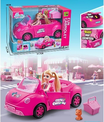 Picture of Travel Girl Family Party Convertible Cabriolet, Open Trunk, Double Door, Cartoon Cars & Trucks-Pink