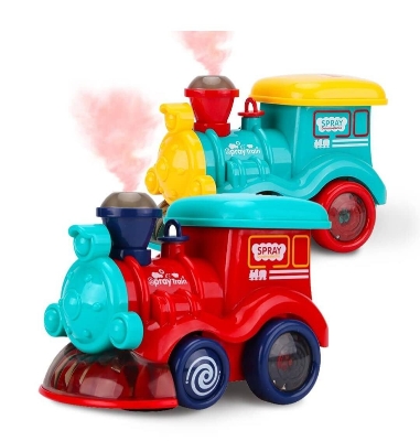 Picture of TOY RK SHINE Fun Train, Go Steam Train Locomotive, Classic Battery Operated Toy- Engine Car with Smoke, Lights and Sound 9Multi Colour-Multicolor