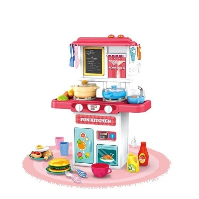 Picture of Child Puzzle Education Play House Toys Cooking Kitchen Set Spray Puzzle Dining Table Tableware Food Set Pretend Toys Kids-Multicolor