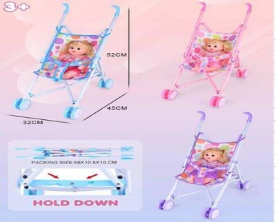 Picture of Iron handcart with 12 inch doll in 3 colors T815-Multicolor