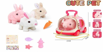 Picture of Electric Plush Toy Bunny Puppy Doll for Girls Baby Birthday Gift any color 688-05A-Multicolor