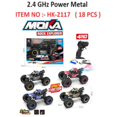 Picture of Remote Control 1:18 Rock Crawler with Mist Smoke Spray Function Metal High Speed Rechargeable Off-Road Monster Truck Climbing Car Toy for Kids- Multi Color (Red Blue Black)-Multicolor