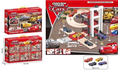 Picture of Ejection lifting track parking lot with 4pcs cars-Multicolor
