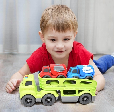 Picture of Number 1 In Service Emergency Rescue Vehicles Toy Cars for Toddlers Kids, Large Carrier Transport Truck Toy with Lights & Sounds for Boys Age 2 3 4 5 6-Multicolor