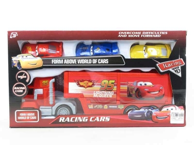 Picture of Friction container truck with 3pcs pullback cars 826-121-Multicolor