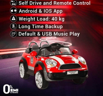 Picture of Ride On Mini Cooper Car Both Remote Control & Manual Drive for Kids for 2-8 years-Red