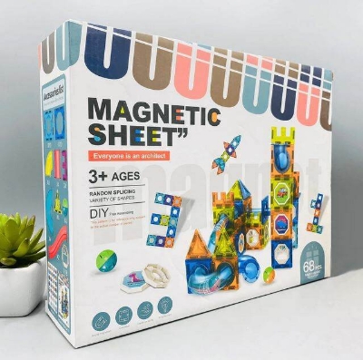 Picture of Slide rolling ball color window track magnetic tiles 68pcs 5502A-Multicolor