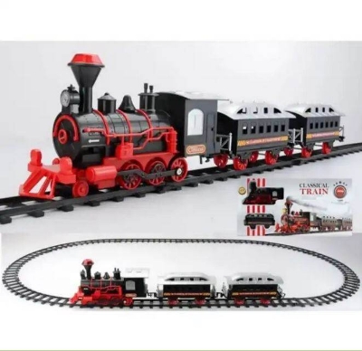 Picture of 13 Piece Set Classic Train Set christmas gift electric race track set plastic smoking railway train toy-Multicolor