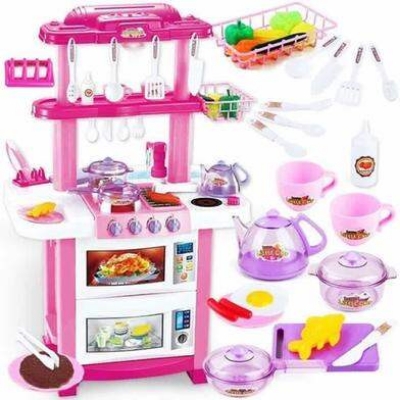 Picture of 33pcs Happy Little Chef Kitchen Play Set 758B (Pink)-Red