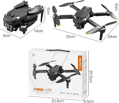 Picture of V166 Mini Drone with Camera, Foldable 1080P Adjustable Dual Camera Drone with 50x Zoom Lens, Gesture Control, 2 Batteries, Brushless Motor Drone for Kids Christmas Gifts, Adults, Beginners-Multicolor