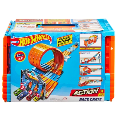 Picture of Hot Wheels Race Crate with 3 Stunts in 1 Set Portable Storage-GKT87