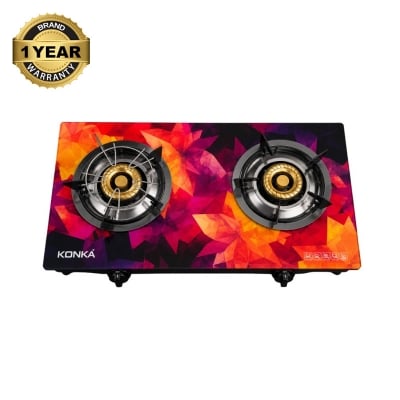 Picture of KONKA Double Burner Gas Stove KGS-24KBBB - Tempered Glass Top Auto Ignition Energy Saving Cooker