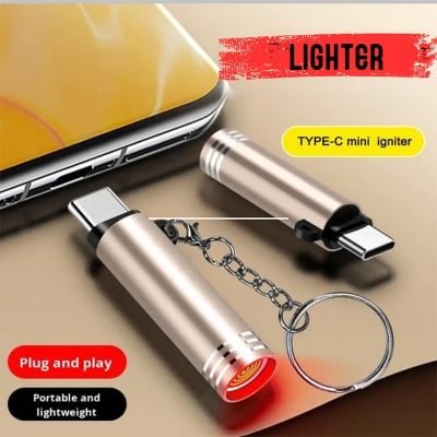 Picture of Outdoor Electric Lighter, mini flashlight with high brightness powered by Type-C connectors, bright LED flashlights perfect for travel, electronic component.