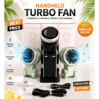 Picture of Premium Mini Turbo Fan 1800mAh USB Rechargeable Handheld Fan – Portable, Strong Airflow, Low Noise, Fresh Air
