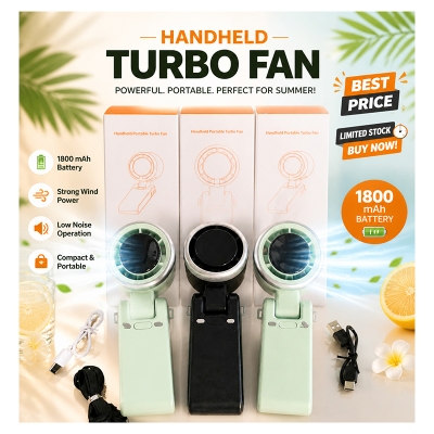Picture of Premium Mini Turbo Fan 1800mAh USB Rechargeable Handheld Fan – Portable, Strong Airflow, Low Noise, Fresh Air