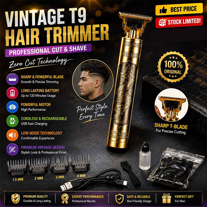 Picture of Vintage T9 Hair Cutting Machine Hair Trimmer Electric Hair Clippers Shaver Beard Trimmer Men Hair Cutting T Style Machine Rechargeable Hair Trimmer by latfu accessories