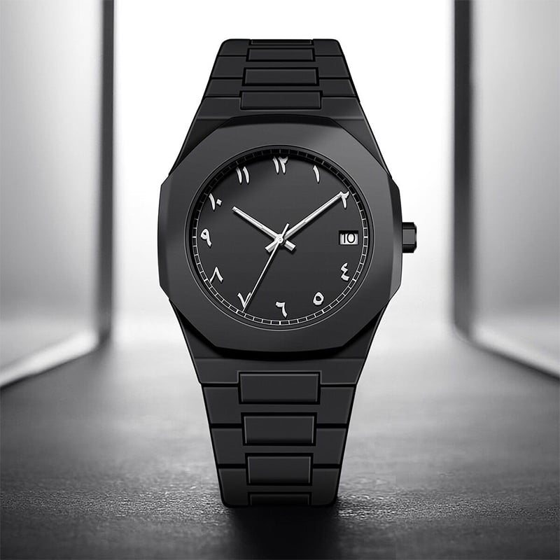 Picture of Arabic Watch Waterproof Men's Quartz Watch Black PC Plastic watch for men - Aura Arabic Watch - Black by Bytebox