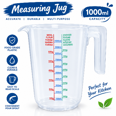 Picture of Bengal Measuring Cup 1000ml Transparent Plastic Measuring Jug with Handle