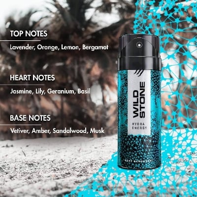 Picture of Indian product Body Spray Wild Stone Hydra Energy Deodorant For Men - 150 ml - Multicolor
