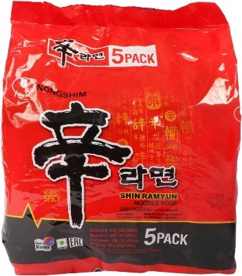 Picture of Nongshim Shin Ramyun Noodle Soup Mee Soup - 5 In 1 Pack - Ramen
