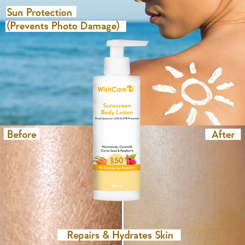 Picture of WishCare Sunscreen Body Lotion SPF 50 PA+++, 200 ml