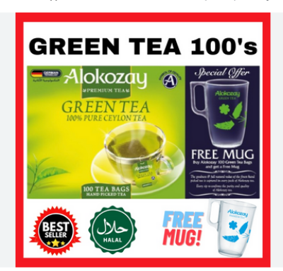 Picture of ALOKOZAY GREEN TEA 100 BAGS with FREE MUG