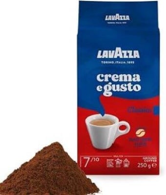 Picture of Lavazza Crema E Gusto Ground Coffee Blend, Espresso Dark Roast Authentic Italian, Blended And Roasted in Italy 250g