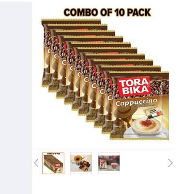 Picture of Tora Bika Cappuccino Coffee 25gm - Combo Of 10 Pack