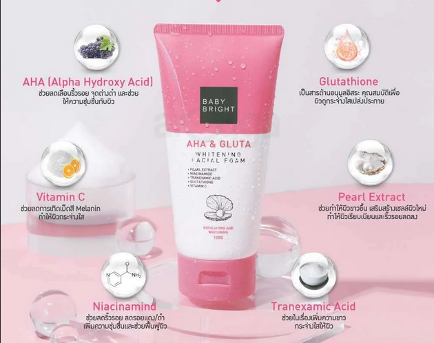 Picture of Baby Bright AHA & Gluta Whitening Facial Foam 120gm