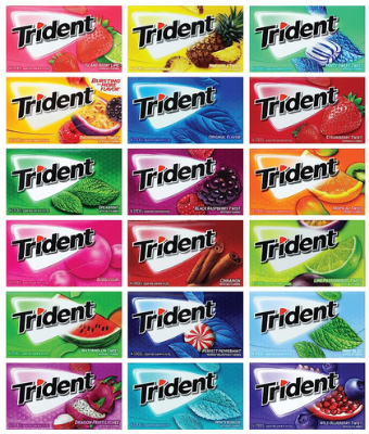 Picture of Trident Chewing Gum Sampler Gum Variety Pack | Sugar-Free | Assorted Flavor (5 Pack)