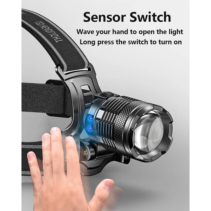 Picture of Smiling Shark Fousing Long Range Headlamp With Sensor Function Model TD8018B | 3 Months Warranty - Black