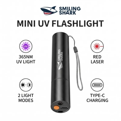 Picture of Smiling Shark 365NM Violet Light RED LASER Light Model SD0112 | 3 Months Warranty - Black