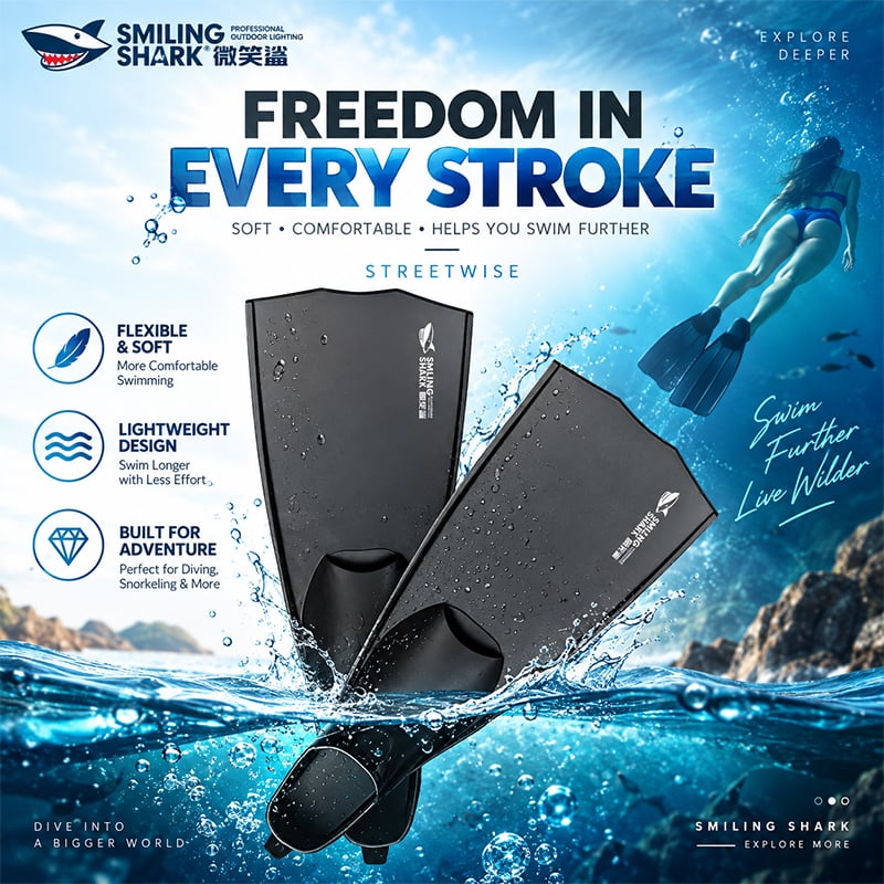 Picture of Smiling Shark Diving Long Fins Model JPZ006 | 3 Months Warranty - Black