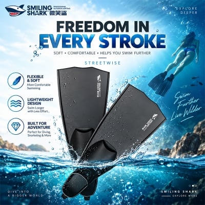 Picture of Smiling Shark Diving Long Fins Model JPZ006 | 3 Months Warranty - Black