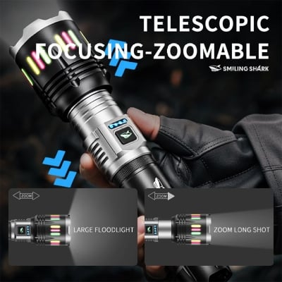 Picture of Smiling Shark High intensity Long Range Flashlight Model SD5270 | 3 Months Warranty - Black