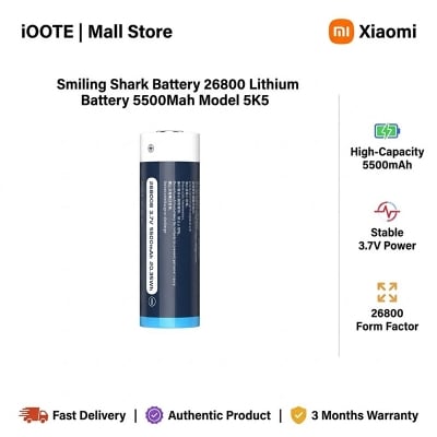 Picture of Smiling Shark Battery 26800 Lithium Battery 5500Mah Model 5K5 | 3 Months Warranty - White