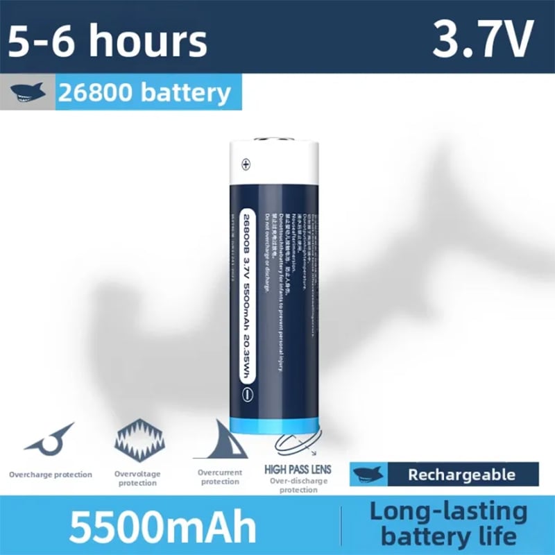 Picture of Smiling Shark Battery 26800 Lithium Battery 5500Mah Model 5K5 | 3 Months Warranty - White