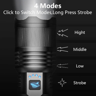 Picture of Smiling Shark Multi Functional White Aurora Flashlight Model SD5212 | 3 Months Warranty - Black