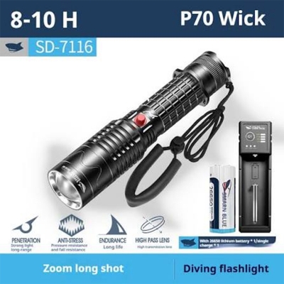 Picture of Smiling Shark High intensity Zoom Flashlight Model SD7116 | 3 Months Warranty - Black