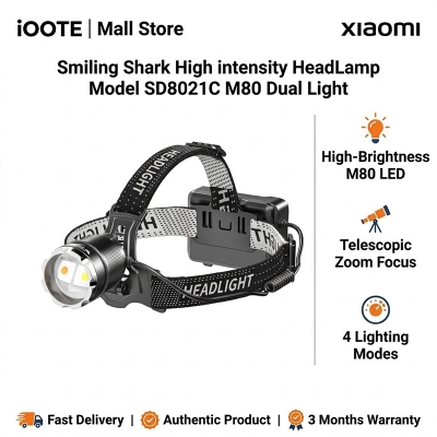 Picture of Smiling Shark High intensity HeadLamp Model SD8021C M80 Dual Light | 3 Months Warranty - Black