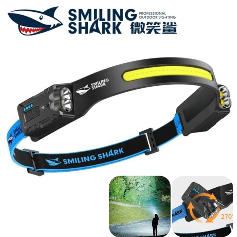 Picture of Smiling Shark LEd HeadLight 5Mod COB Induction TD0239 Single White Light | 3 Months Warranty - Black