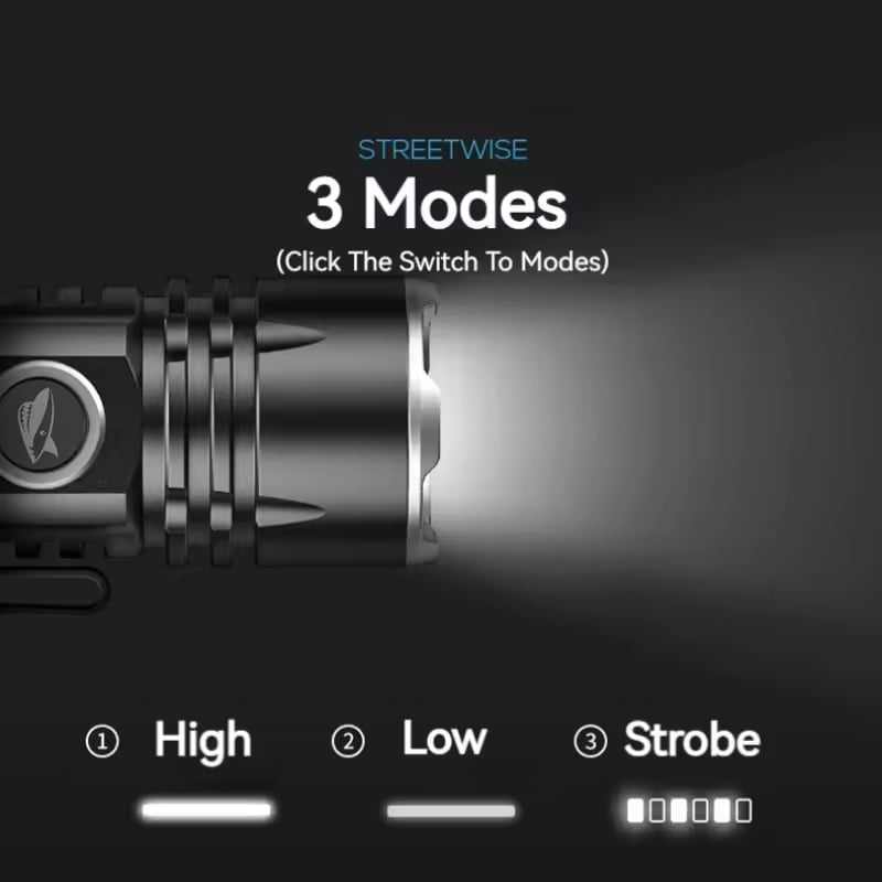 Picture of Smiling Shark High intensity Lighting Flashlight Model SD5031-M60 | 3 Months Warranty - Black