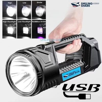 Picture of Smiling Shark PowerFull LED Flashlight 10000LM Super Bright Model ST5123B | 3 Months Warranty - Black