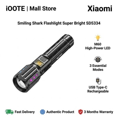 Picture of Smiling Shark Flashlight Super Bright SD5334 | 3 Months Warranty - Black