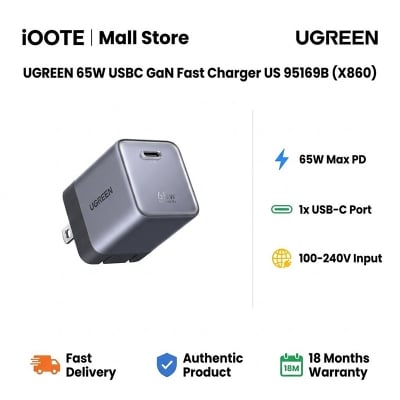 Picture of UGREEN 65W USBC GaN Fast Charger US 95169B (X860) | 18 Months Warranty - Black