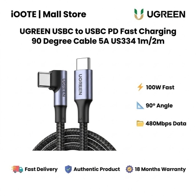 Picture of UGREEN USBC to USBC PD Fast Charging 90 Degree Cable 5A US334 1m/2m | 18 Months Warranty