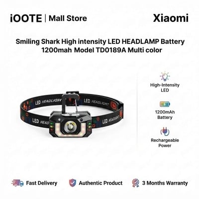 Picture of Smiling Shark High intensity LED HEADLAMP Battery 1200mah Model TD0189A | 3 Months Warranty - Multicolor