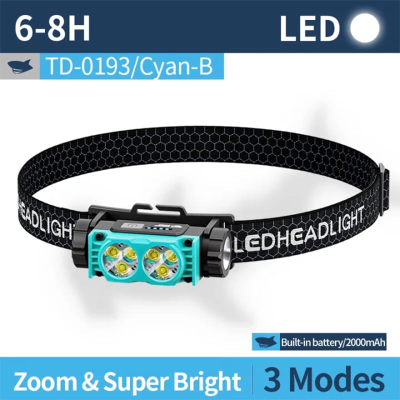 Picture of Smiling Shark 6 LED Headlight 2000mah 3 Mode TD0193B | 3 Months Warranty - Black
