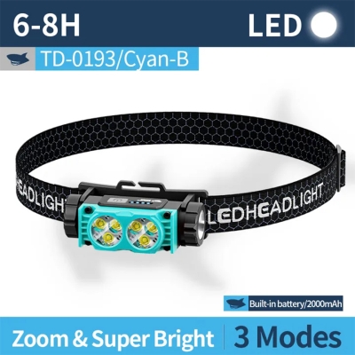 Picture of Smiling Shark 6 LED Headlight 2000mah 3 Mode TD0193B | 3 Months Warranty - Black